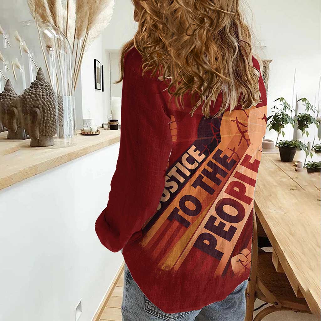 Justice To The People Women Casual Shirt African Raised Fist