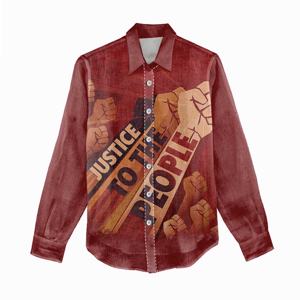 Justice To The People Women Casual Shirt African Raised Fist