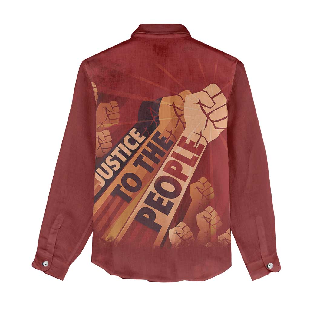 Justice To The People Women Casual Shirt African Raised Fist