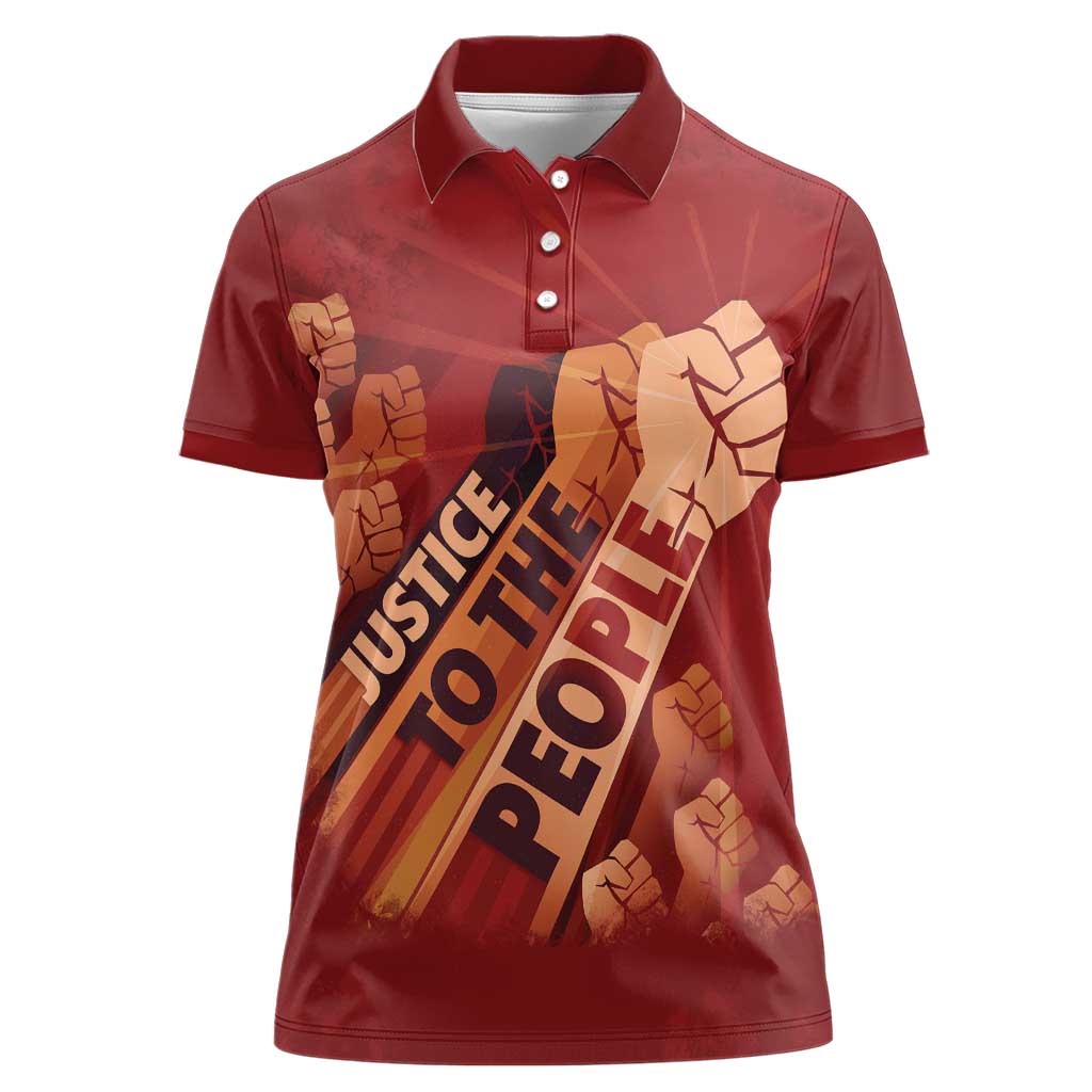 Justice To The People Women Polo Shirt African Raised Fist