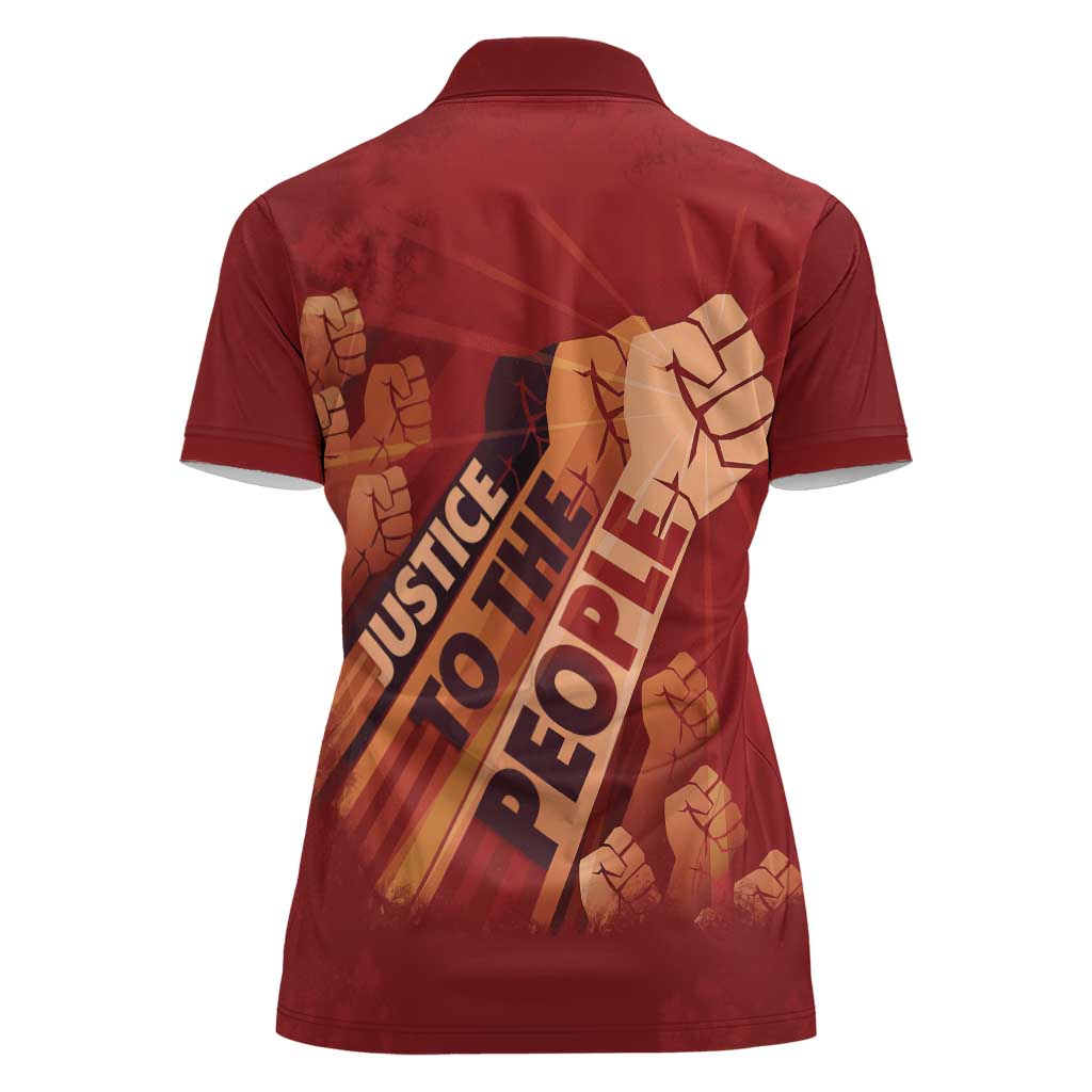 Justice To The People Women Polo Shirt African Raised Fist