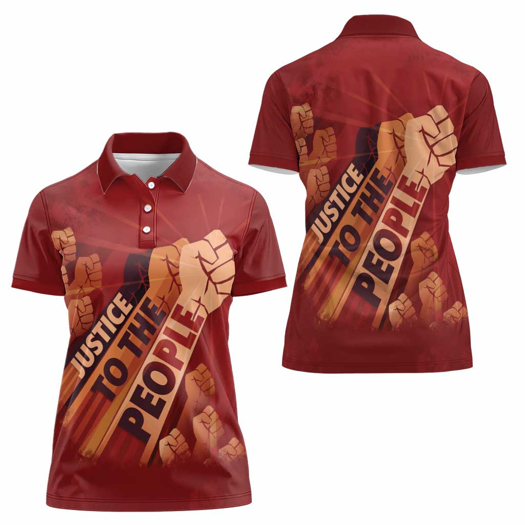 Justice To The People Women Polo Shirt African Raised Fist