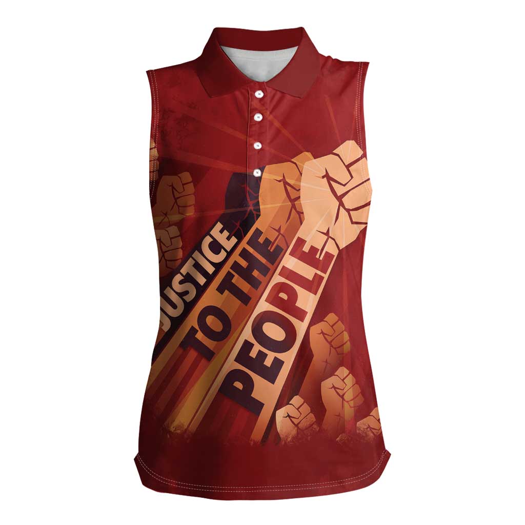 Justice To The People Women Sleeveless Polo Shirt African Raised Fist