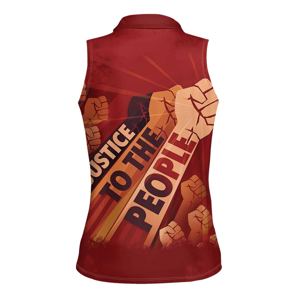 Justice To The People Women Sleeveless Polo Shirt African Raised Fist