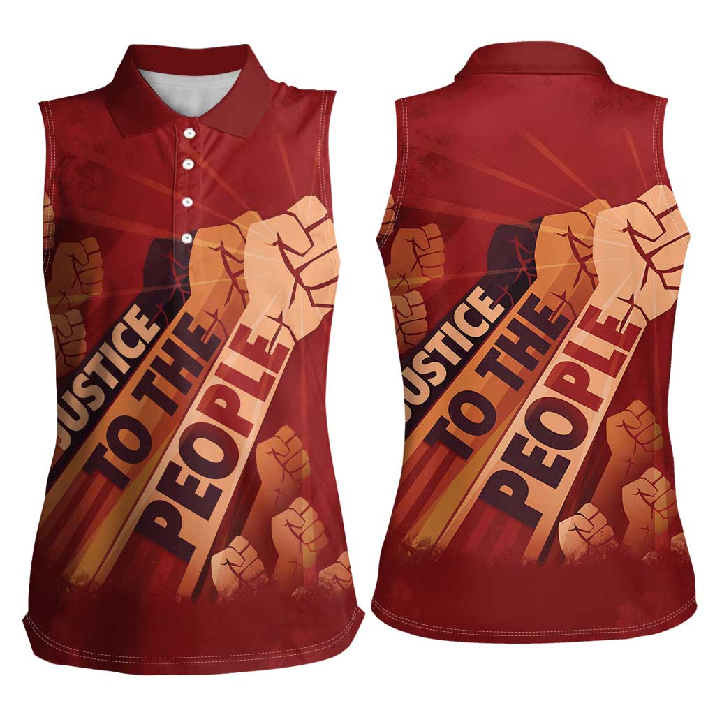 Justice To The People Women Sleeveless Polo Shirt African Raised Fist