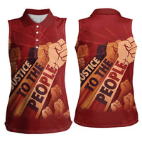 Justice To The People Women Sleeveless Polo Shirt African Raised Fist