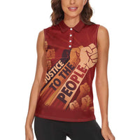 Justice To The People Women Sleeveless Polo Shirt African Raised Fist