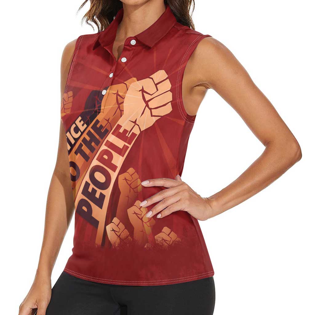 Justice To The People Women Sleeveless Polo Shirt African Raised Fist