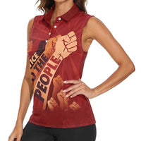 Justice To The People Women Sleeveless Polo Shirt African Raised Fist
