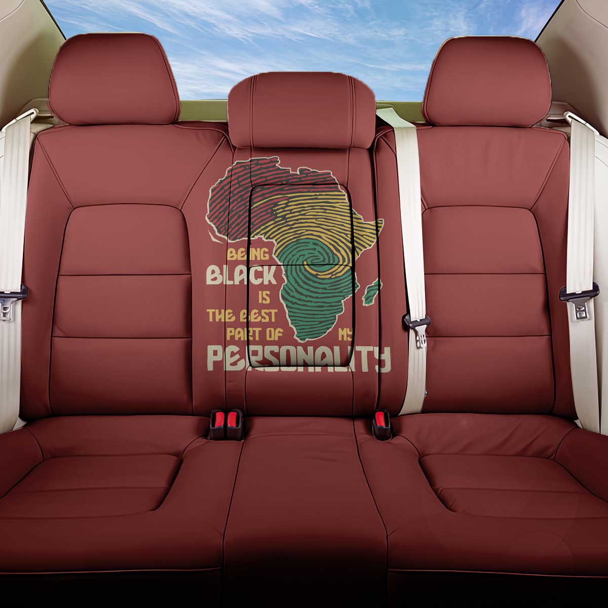 Being Black Is The Best Part Of My Personality Back Car Seat Cover African Map Fingerprint