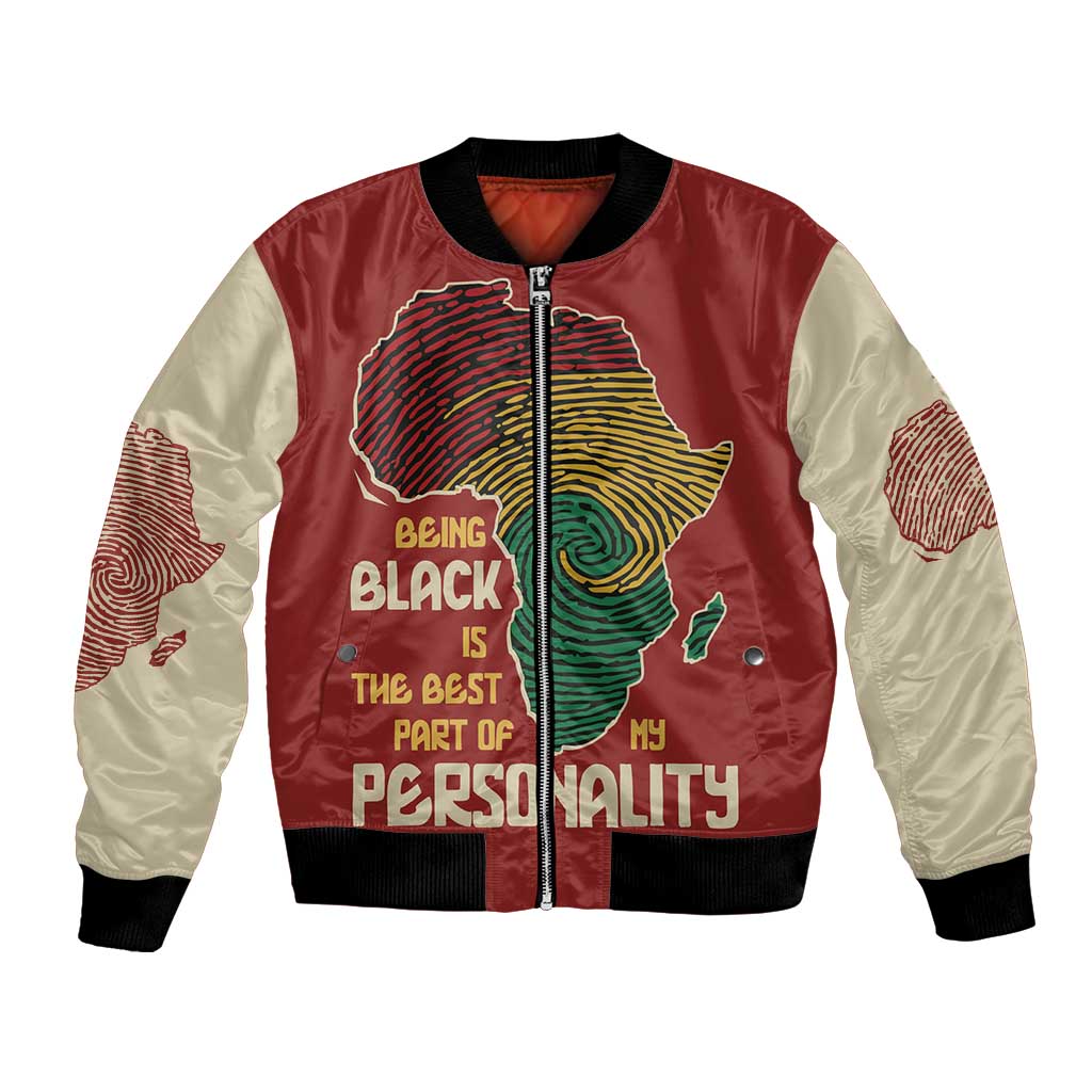Being Black Is The Best Part Of My Personality Bomber Jacket African Map Fingerprint