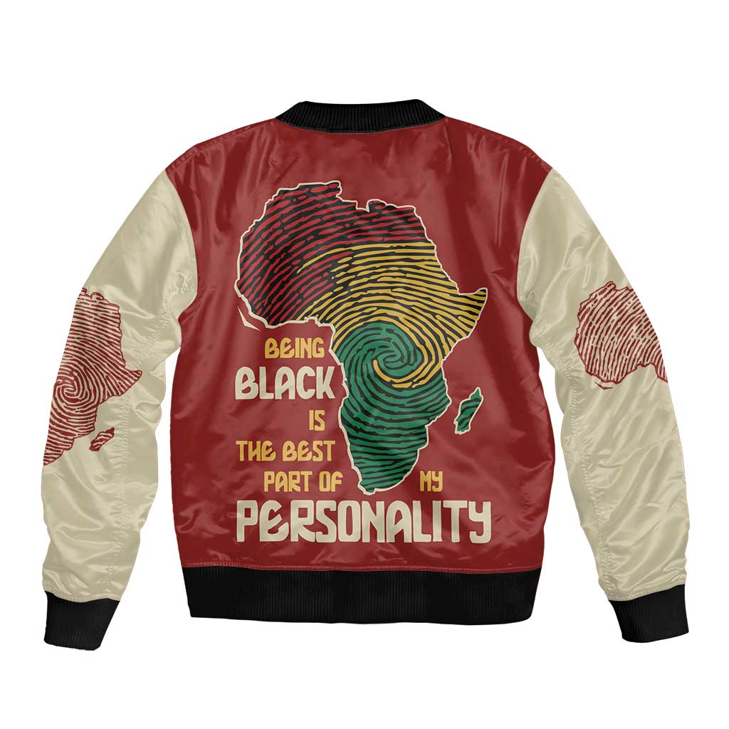 Being Black Is The Best Part Of My Personality Bomber Jacket African Map Fingerprint