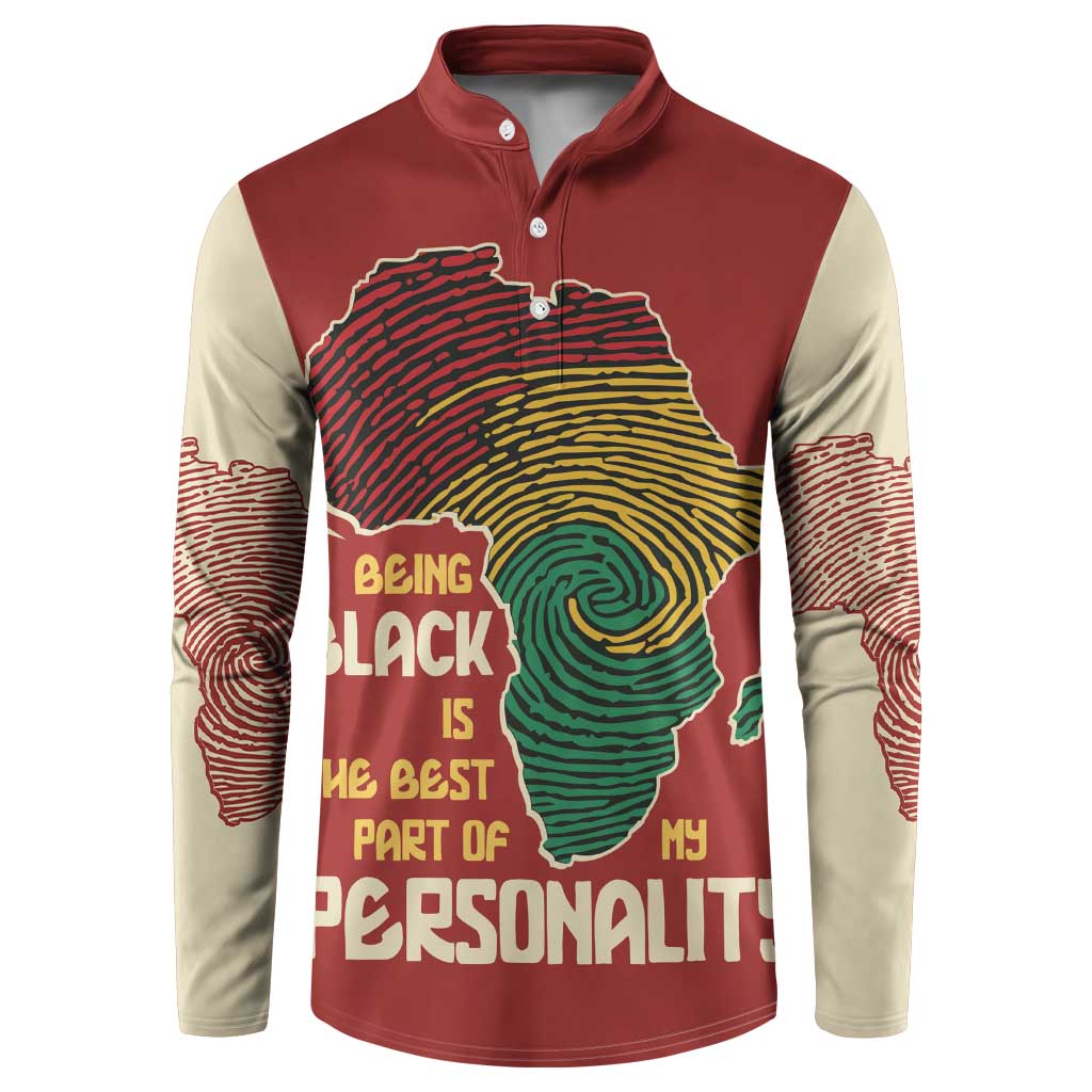 Being Black Is The Best Part Of My Personality Button Sweatshirt African Map Fingerprint