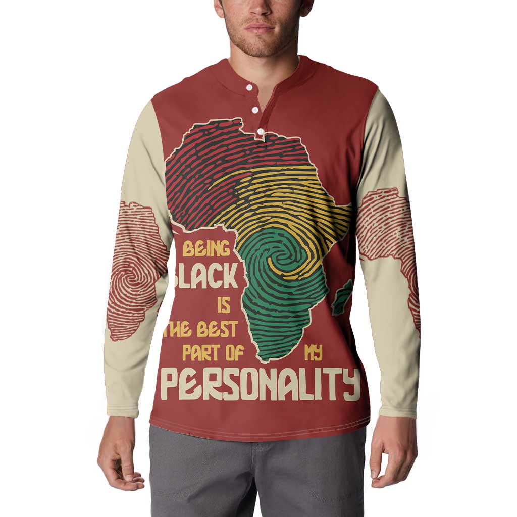 Being Black Is The Best Part Of My Personality Button Sweatshirt African Map Fingerprint