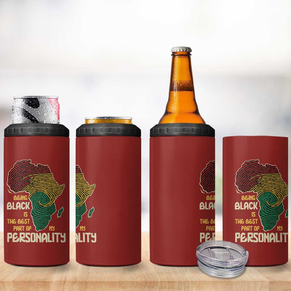 Being Black Is The Best Part Of My Personality 4 in 1 Can Cooler Tumbler African Map Fingerprint