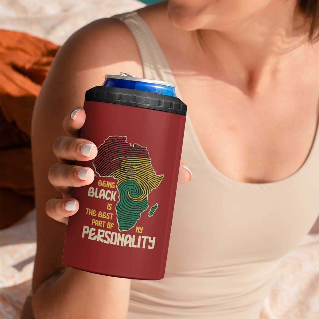 Being Black Is The Best Part Of My Personality 4 in 1 Can Cooler Tumbler African Map Fingerprint