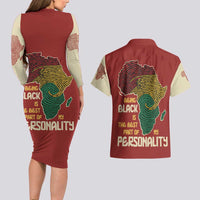 Being Black Is The Best Part Of My Personality Couples Matching Long Sleeve Bodycon Dress and Hawaiian Shirt African Map Fingerprint