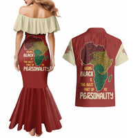 Being Black Is The Best Part Of My Personality Couples Matching Mermaid Dress and Hawaiian Shirt African Map Fingerprint