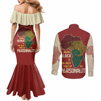 Being Black Is The Best Part Of My Personality Couples Matching Mermaid Dress and Long Sleeve Button Shirt African Map Fingerprint