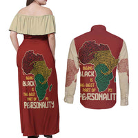Being Black Is The Best Part Of My Personality Couples Matching Off Shoulder Maxi Dress and Long Sleeve Button Shirt African Map Fingerprint