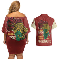 Being Black Is The Best Part Of My Personality Couples Matching Off Shoulder Short Dress and Hawaiian Shirt African Map Fingerprint