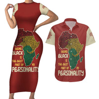 Being Black Is The Best Part Of My Personality Couples Matching Short Sleeve Bodycon Dress and Hawaiian Shirt African Map Fingerprint