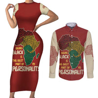 Being Black Is The Best Part Of My Personality Couples Matching Short Sleeve Bodycon Dress and Long Sleeve Button Shirt African Map Fingerprint