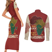 Being Black Is The Best Part Of My Personality Couples Matching Short Sleeve Bodycon Dress and Long Sleeve Button Shirt African Map Fingerprint
