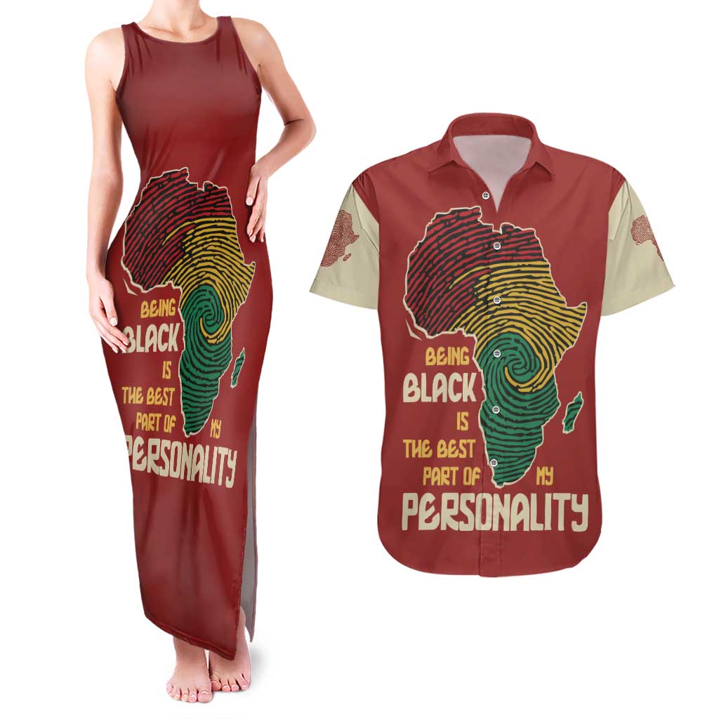 Being Black Is The Best Part Of My Personality Couples Matching Tank Maxi Dress and Hawaiian Shirt African Map Fingerprint