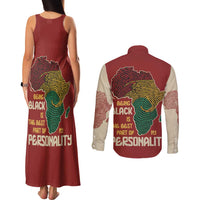 Being Black Is The Best Part Of My Personality Couples Matching Tank Maxi Dress and Long Sleeve Button Shirt African Map Fingerprint