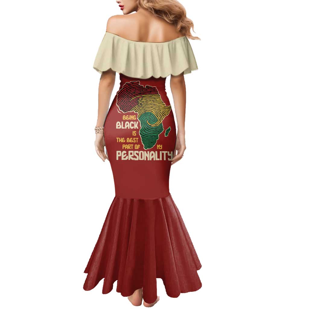 Being Black Is The Best Part Of My Personality Family Matching Mermaid Dress and Hawaiian Shirt African Map Fingerprint