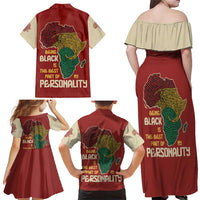 Being Black Is The Best Part Of My Personality Family Matching Off Shoulder Maxi Dress and Hawaiian Shirt African Map Fingerprint