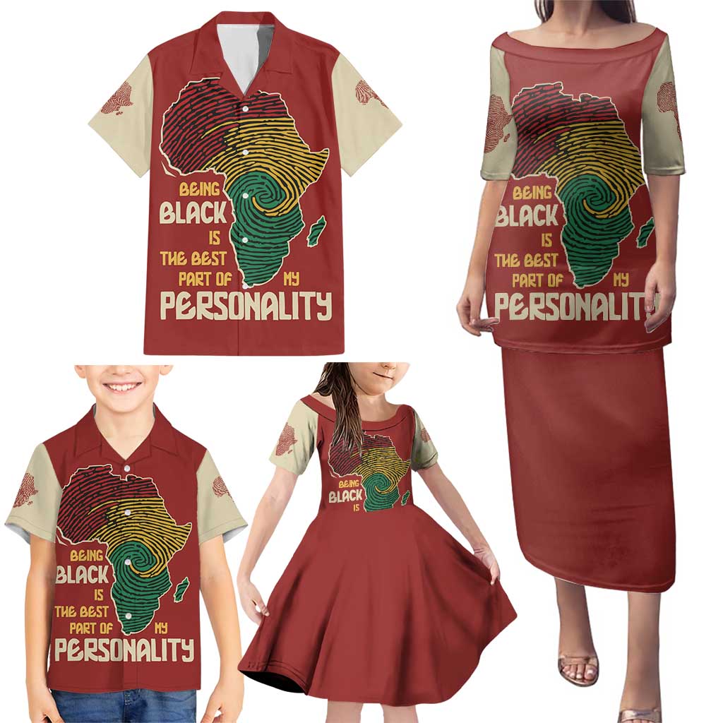 Being Black Is The Best Part Of My Personality Family Matching Puletasi and Hawaiian Shirt African Map Fingerprint