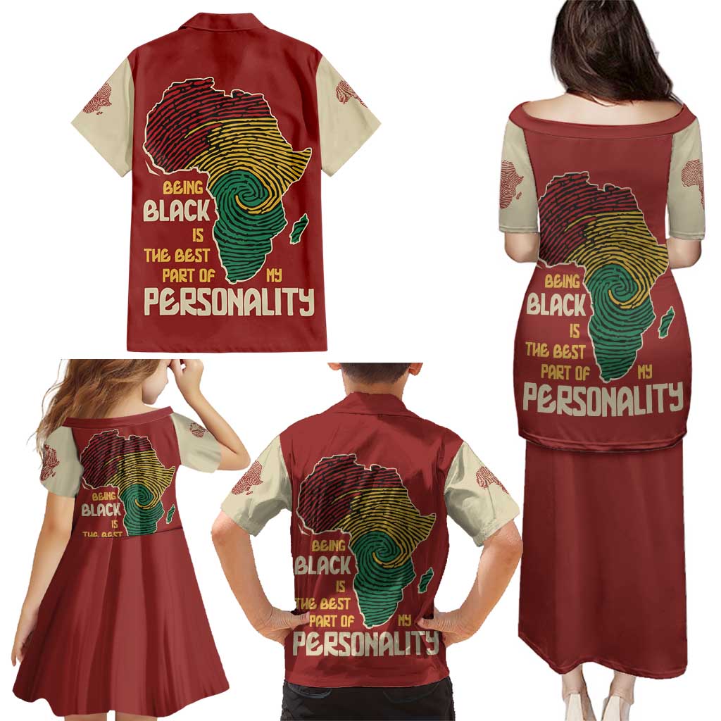 Being Black Is The Best Part Of My Personality Family Matching Puletasi and Hawaiian Shirt African Map Fingerprint