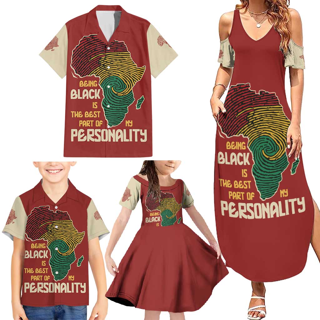 Being Black Is The Best Part Of My Personality Family Matching Summer Maxi Dress and Hawaiian Shirt African Map Fingerprint
