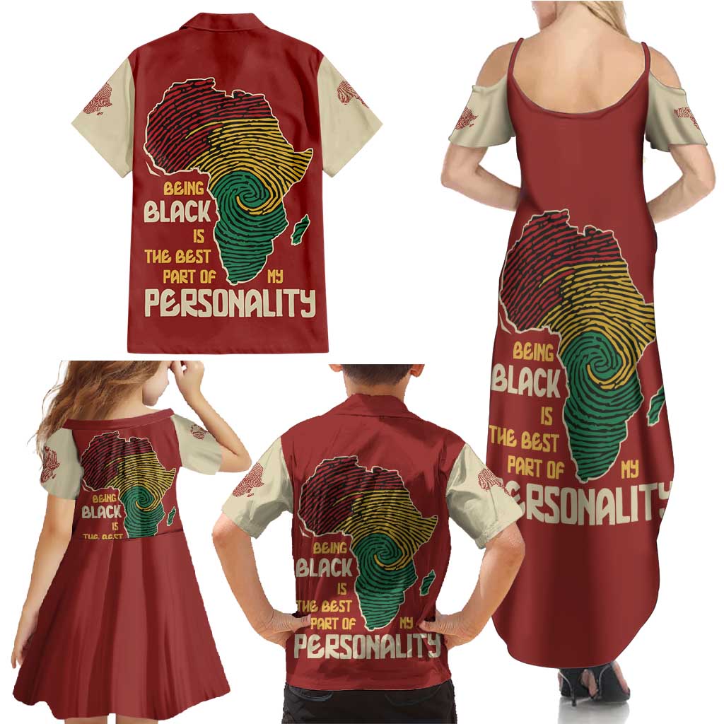 Being Black Is The Best Part Of My Personality Family Matching Summer Maxi Dress and Hawaiian Shirt African Map Fingerprint