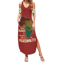 Being Black Is The Best Part Of My Personality Family Matching Summer Maxi Dress and Hawaiian Shirt African Map Fingerprint