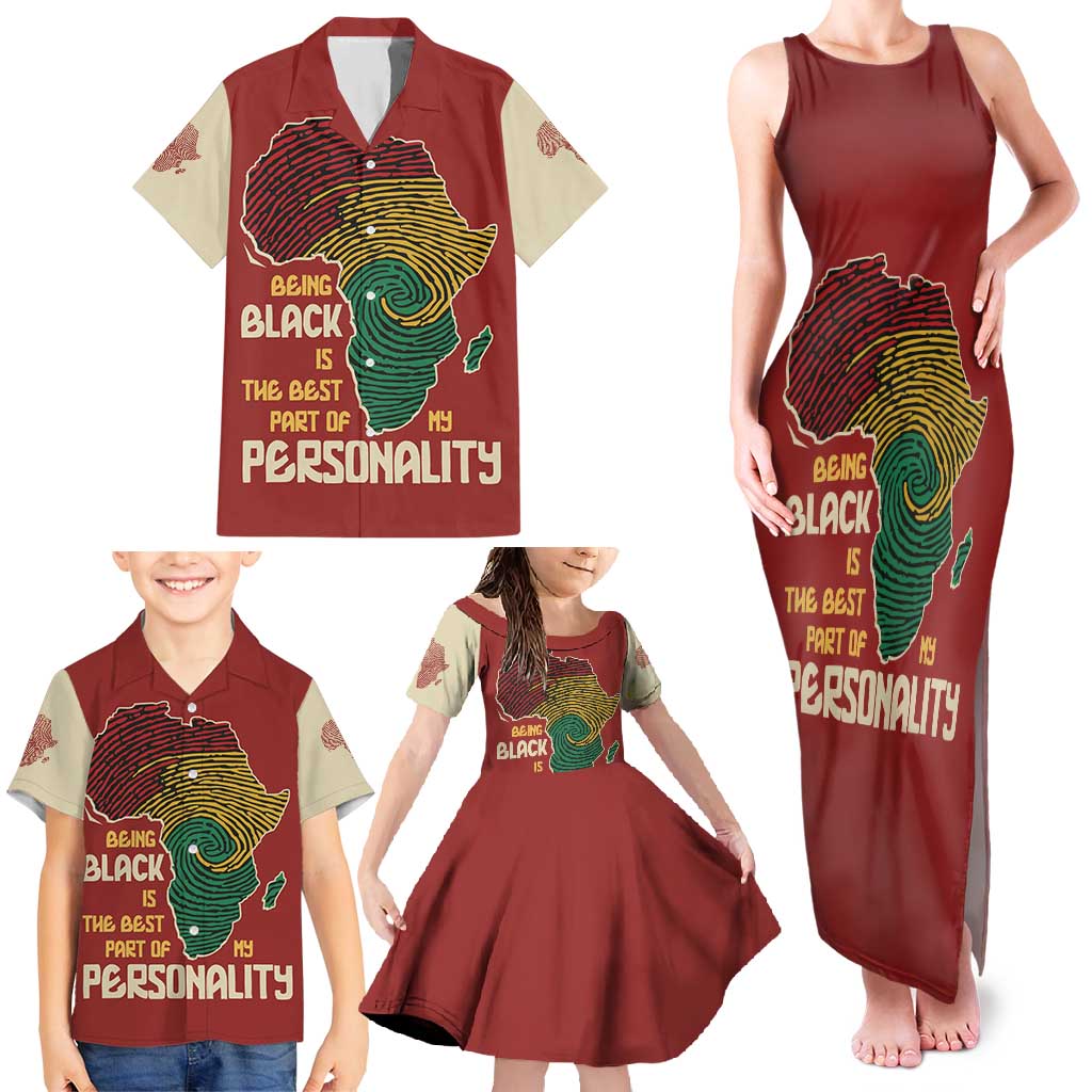 Being Black Is The Best Part Of My Personality Family Matching Tank Maxi Dress and Hawaiian Shirt African Map Fingerprint