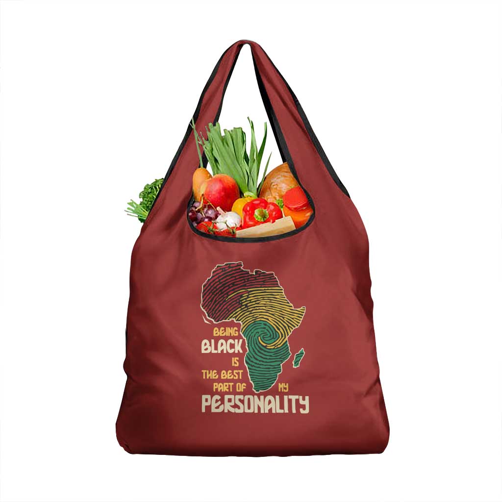 Being Black Is The Best Part Of My Personality Grocery Bag African Map Fingerprint