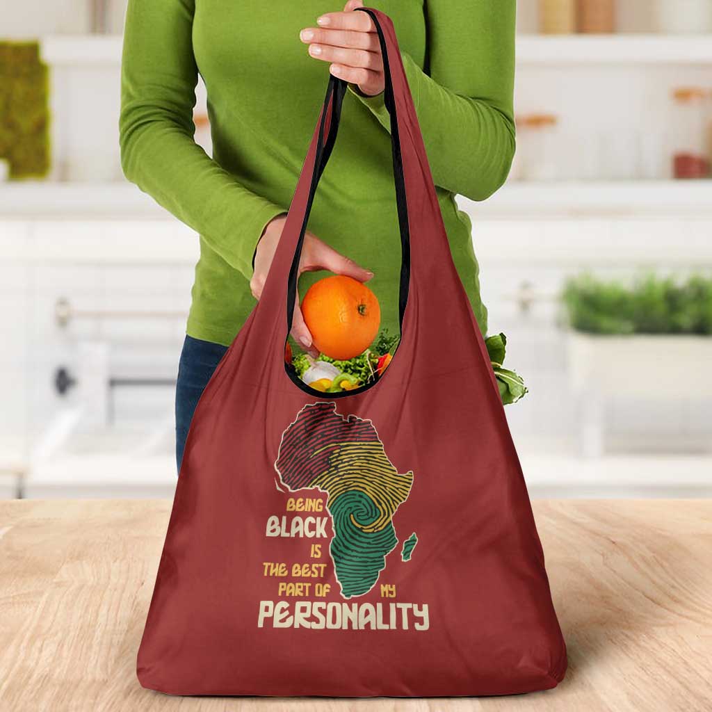 Being Black Is The Best Part Of My Personality Grocery Bag African Map Fingerprint