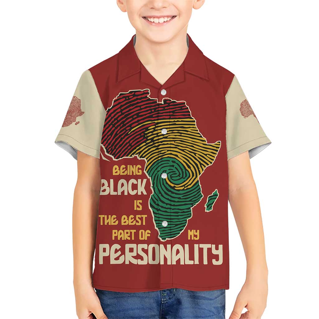 Being Black Is The Best Part Of My Personality Kid Hawaiian Shirt African Map Fingerprint