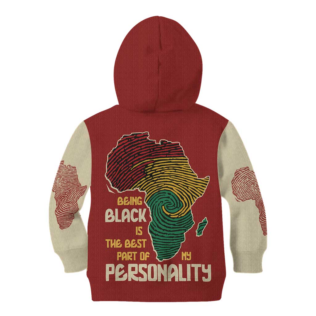 Being Black Is The Best Part Of My Personality Kid Hoodie African Map Fingerprint
