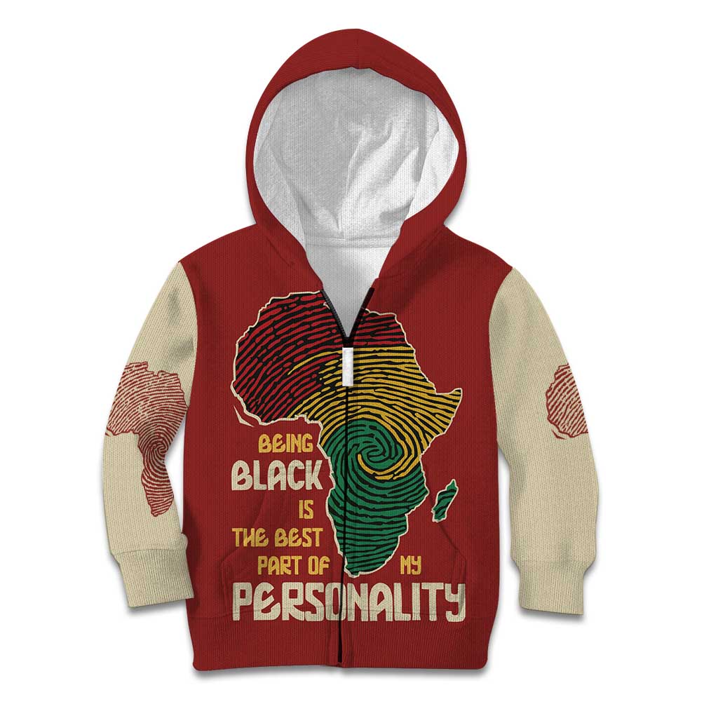 Being Black Is The Best Part Of My Personality Kid Hoodie African Map Fingerprint