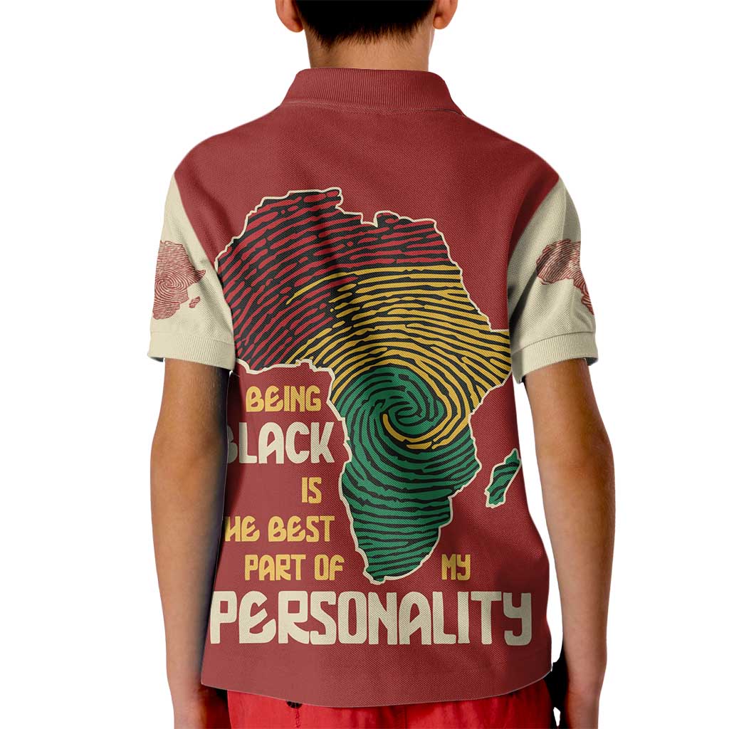 Being Black Is The Best Part Of My Personality Kid Polo Shirt African Map Fingerprint
