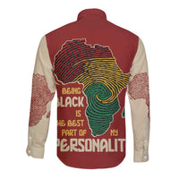Being Black Is The Best Part Of My Personality Long Sleeve Button Shirt African Map Fingerprint