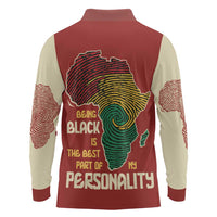 Being Black Is The Best Part Of My Personality Long Sleeve Polo Shirt African Map Fingerprint