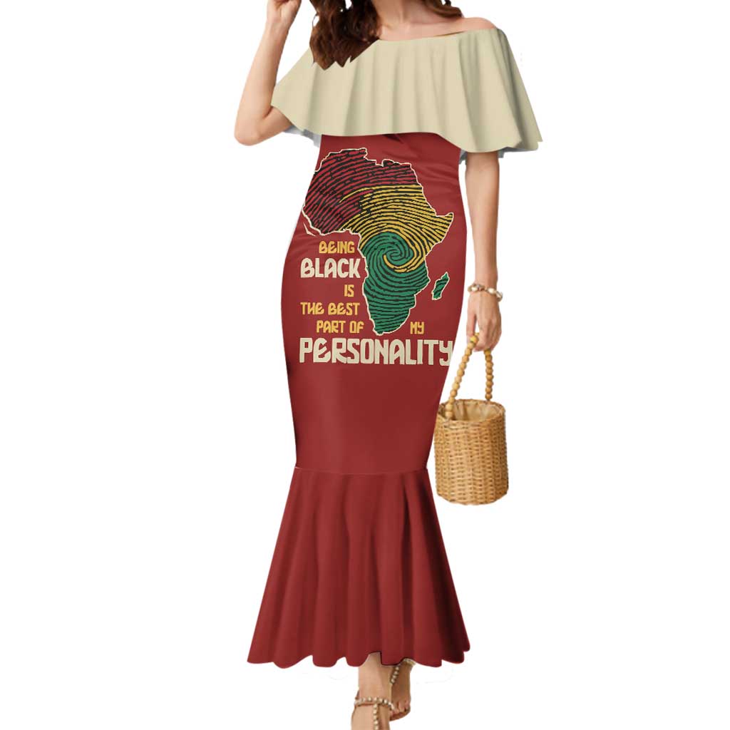 Being Black Is The Best Part Of My Personality Mermaid Dress African Map Fingerprint