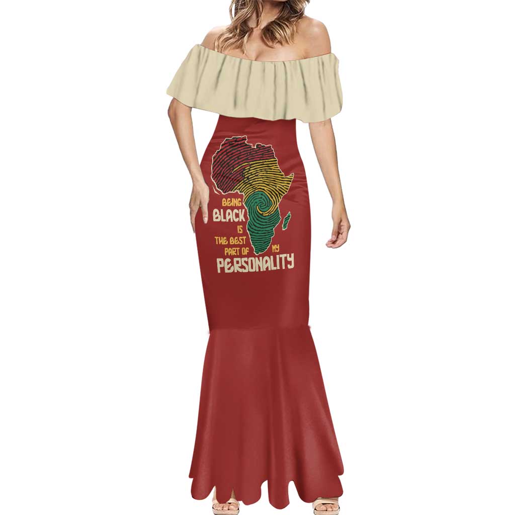 Being Black Is The Best Part Of My Personality Mermaid Dress African Map Fingerprint