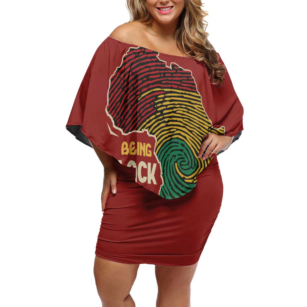 Being Black Is The Best Part Of My Personality Off Shoulder Short Dress African Map Fingerprint
