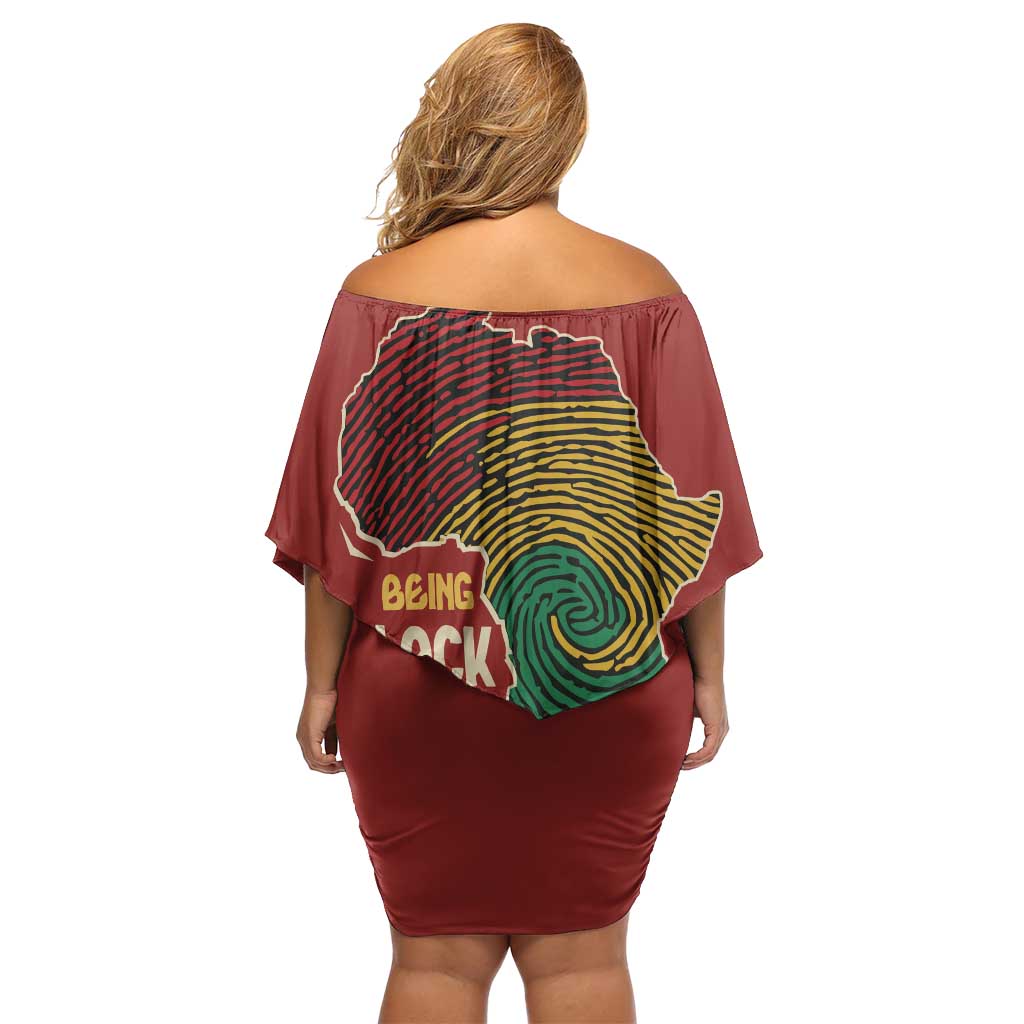 Being Black Is The Best Part Of My Personality Off Shoulder Short Dress African Map Fingerprint